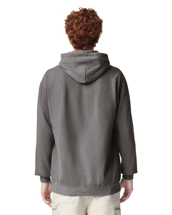 Pretreated Comfort Colors 1567 Adult Hooded Sweatshirt - Pepper - Back