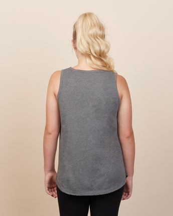 Pretreated Enza 00579 Ladies Essential Relaxed Tank - Dark Heather - Back