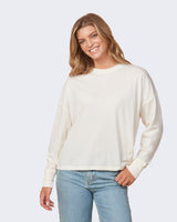 Pretreated Enza 14379 Ladies Essential Boxy Long Sleeve Tee - Bleached Linen
