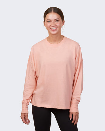 Pretreated Enza 14379 Ladies Essential Boxy Long Sleeve Tee - Rose Sand