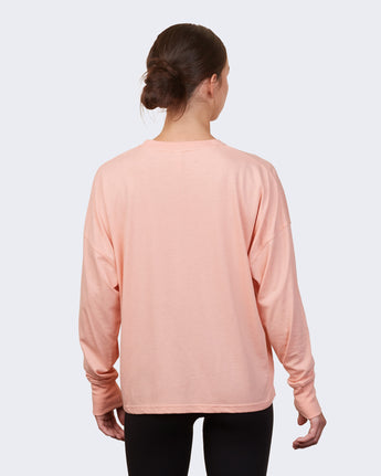 Pretreated Enza 14379 Ladies Essential Boxy Long Sleeve Tee - Rose Sand - Back