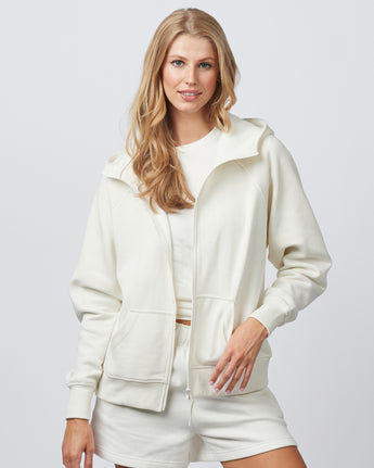 Pretreated Enza 30579 Ladies Relaxed Full Zip Hoodie - Bleached Linen