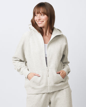 Pretreated Enza 30579 Ladies Relaxed Full Zip Hoodie - Oatmeal Heather