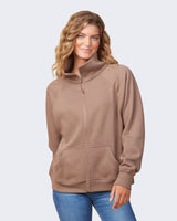 Pretreated Enza 31579 Ladies Relaxed Full Zip Fleece - Brown Sugar