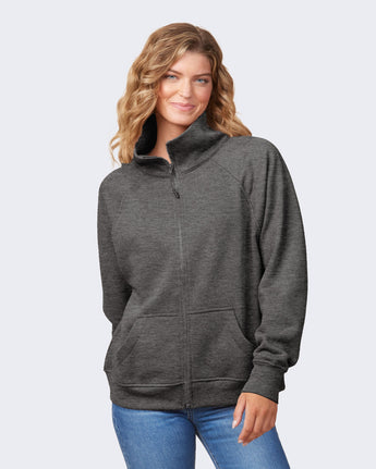 Pretreated Enza 31579 Ladies Relaxed Full Zip Fleece - Dark Heather