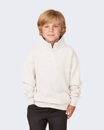 Pretreated Enza 31679 Youth Quarter Zip - Bleached Linen