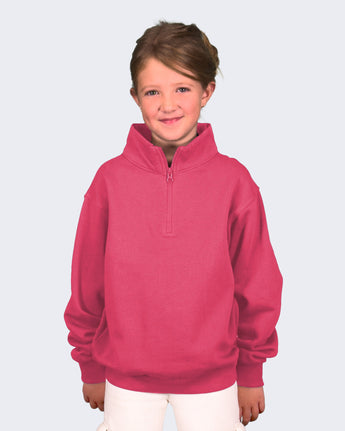 Pretreated Enza 31679 Youth Quarter Zip - Hot Pink