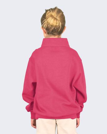 Pretreated Enza 31679 Youth Quarter Zip - Hot Pink - Back