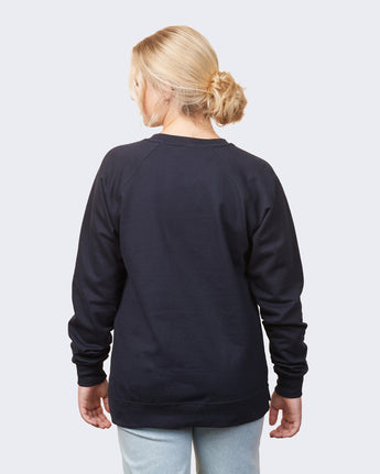Pretreated Enza 32579 Ladies Midweight PFC Pullover Crew - Navy - Back