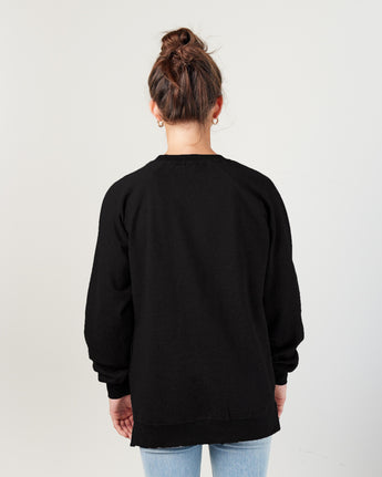Pretreated Enza 32579 Ladies Midweight PFC Pullover Crew - Black - Back