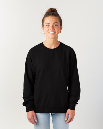 Pretreated Enza 32579 Ladies Midweight PFC Pullover Crew - Black