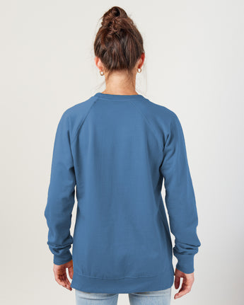 Pretreated Enza 32579 Ladies Midweight PFC Pullover Crew - Stellar Blue - Back
