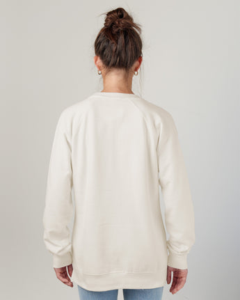 Pretreated Enza 32579 Ladies Midweight PFC Pullover Crew - White - Back