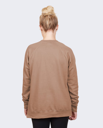 Pretreated Enza 32579 Ladies Midweight PFC Pullover Crew - Brown Sugar - Back