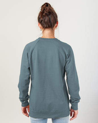 Pretreated Enza 32579 Ladies Midweight PFC Pullover Crew - Storm - Back