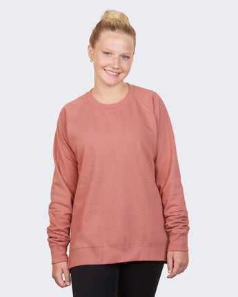 Pretreated Enza 32579 Ladies Midweight PFC Pullover Crew - Dusty Rose