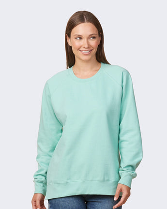 Pretreated Enza 32579 Ladies Midweight PFC Pullover Crew - Faded Seaglass