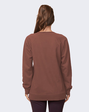 Pretreated Enza 32579 Ladies Midweight PFC Pullover Crew - Java - Back