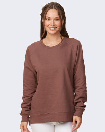 Pretreated Enza 32579 Ladies Midweight PFC Pullover Crew - Java