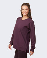 Pretreated Enza 32579 Ladies Midweight PFC Pullover Crew - Midnight Plum - Side