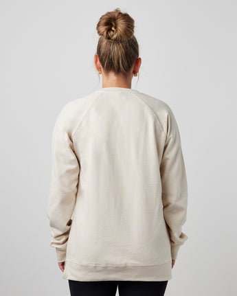 Pretreated Enza 32579 Ladies Midweight PFC Pullover Crew - Oyster Shell - Back