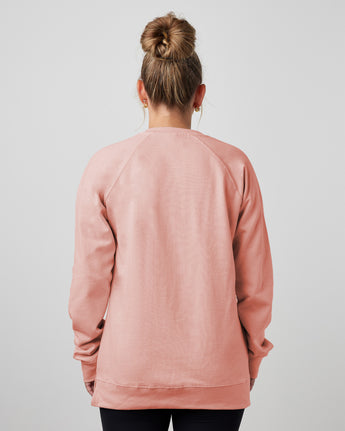 Pretreated Enza 32579 Ladies Midweight PFC Pullover Crew - Silver Pink - Back