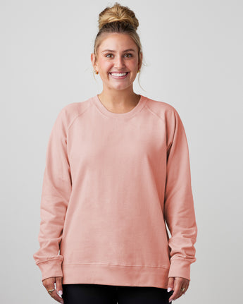 Pretreated Enza 32579 Ladies Midweight PFC Pullover Crew - Silver Pink