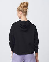 Pretreated Enza 40579 Ladies Boxy Beach Fleece Hoodie - Black - Back