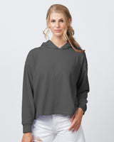 Pretreated Enza 40579 Ladies Boxy Beach Fleece Hoodie - Asphalt