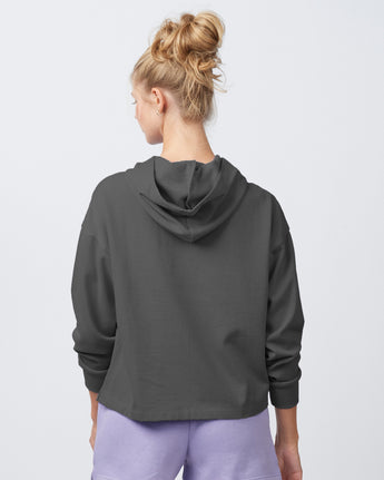 Pretreated Enza 40579 Ladies Boxy Beach Fleece Hoodie - Asphalt - Back