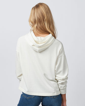 Pretreated Enza 40579 Ladies Boxy Beach Fleece Hoodie - Bleached Linen - Back