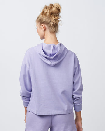 Pretreated Enza 40579 Ladies Boxy Beach Fleece Hoodie - Orchid - Back
