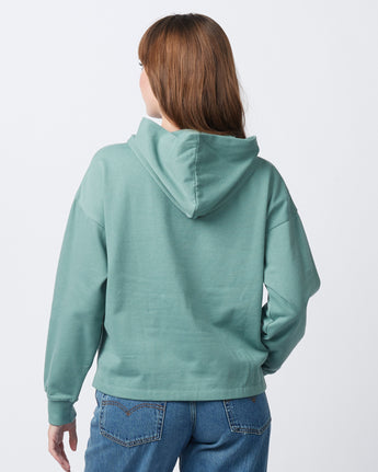 Pretreated Enza 40579 Ladies Boxy Beach Fleece Hoodie - Sea Sage - Back