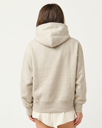 Pretreated Enza 42779 Ladies Midi Length Pullover Hoodie - Oatmeal Heather - Back