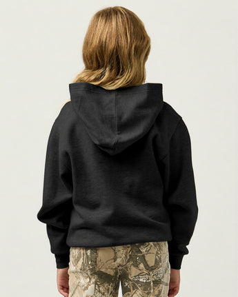 Pretreated Enza 90179 Youth Classic Fleece Hoodie - Black - Back