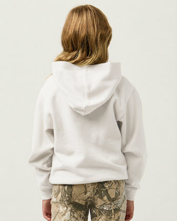 Pretreated Enza 90179 Youth Classic Fleece Hoodie - Bleached Linen - Back