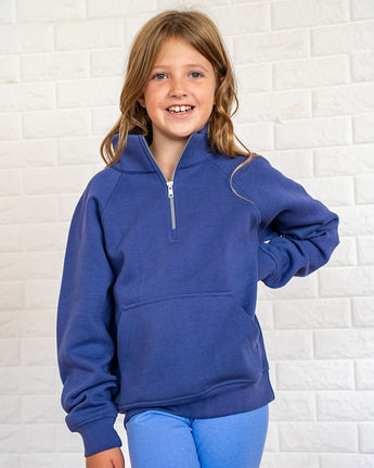 Pretreated Enza 91179 Youth Boxy Half Zip Fleece - Future Dusk