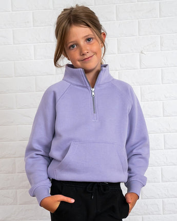 Pretreated Enza 91179 Youth Boxy Half Zip Fleece - Orchid
