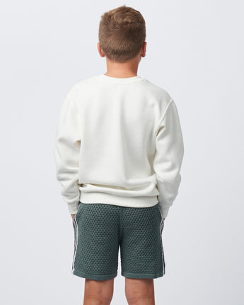 Pretreated Enza 96279 Youth Fleece Crew - Bleached Linen - Back