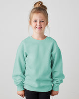 Pretreated Enza 96279 Youth Fleece Crew - Faded Seaglass
