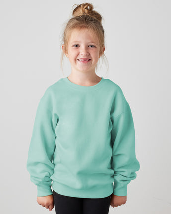 Pretreated Enza 96279 Youth Fleece Crew - Faded Seaglass