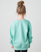 Pretreated Enza 96279 Youth Fleece Crew - Faded Seaglass - Back