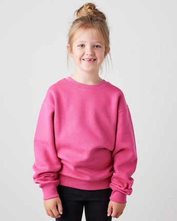 Pretreated Enza 96279 Youth Fleece Crew - Hot Pink