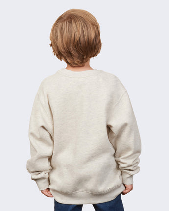 Pretreated Enza 96279 Youth Fleece Crew - Oatmeal Heather - Back
