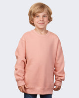 Pretreated Enza 96279 Youth Fleece Crew - Rose Sand