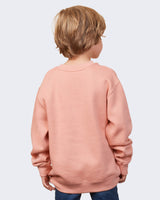 Pretreated Enza 96279 Youth Fleece Crew - Rose Sand - Back