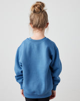 Pretreated Enza 96279 Youth Fleece Crew - Stellar Blue - Back