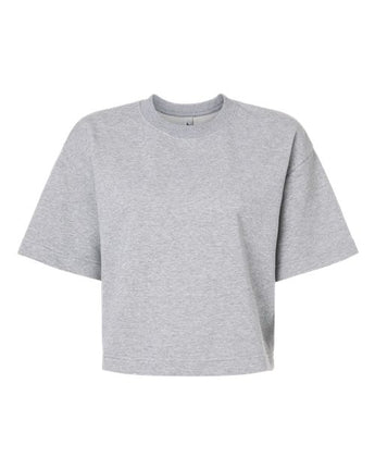 Pretreated American Apparel FTCB0 Women's French Terry Mid-Length Boxy Top - Heather Grey
