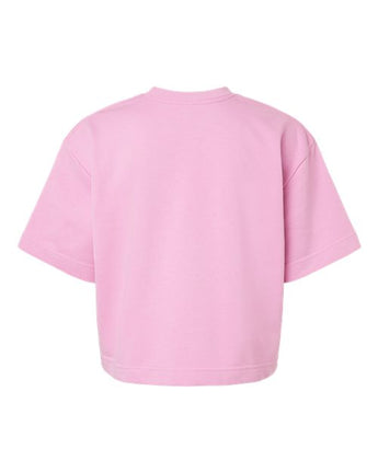 Pretreated American Apparel FTCB0 Women's French Terry Mid-Length Boxy Top - Powder Pink - Back