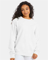 Pretreated ComfortWash GDH400 Unisex Garment-Dyed Crewneck Sweatshirt - White - On Model